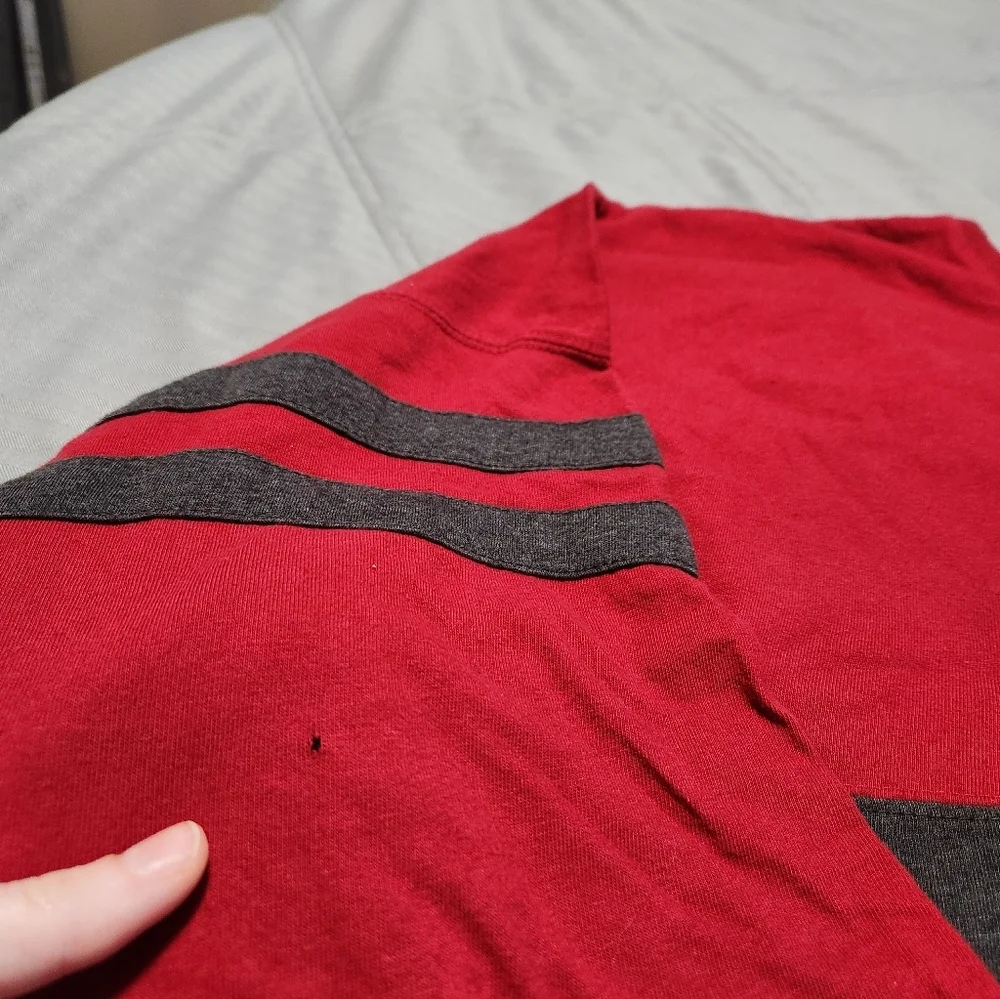 Razorbacks Long Sleeve Shirt Red Large Oversize Thumb Holes Glitter